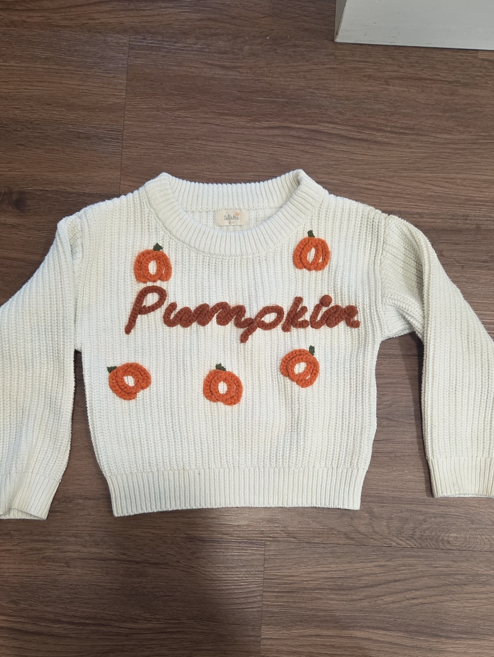 Tullabee Knit Fall Pumpkin Thanksgiving Cream Toddler Sweater